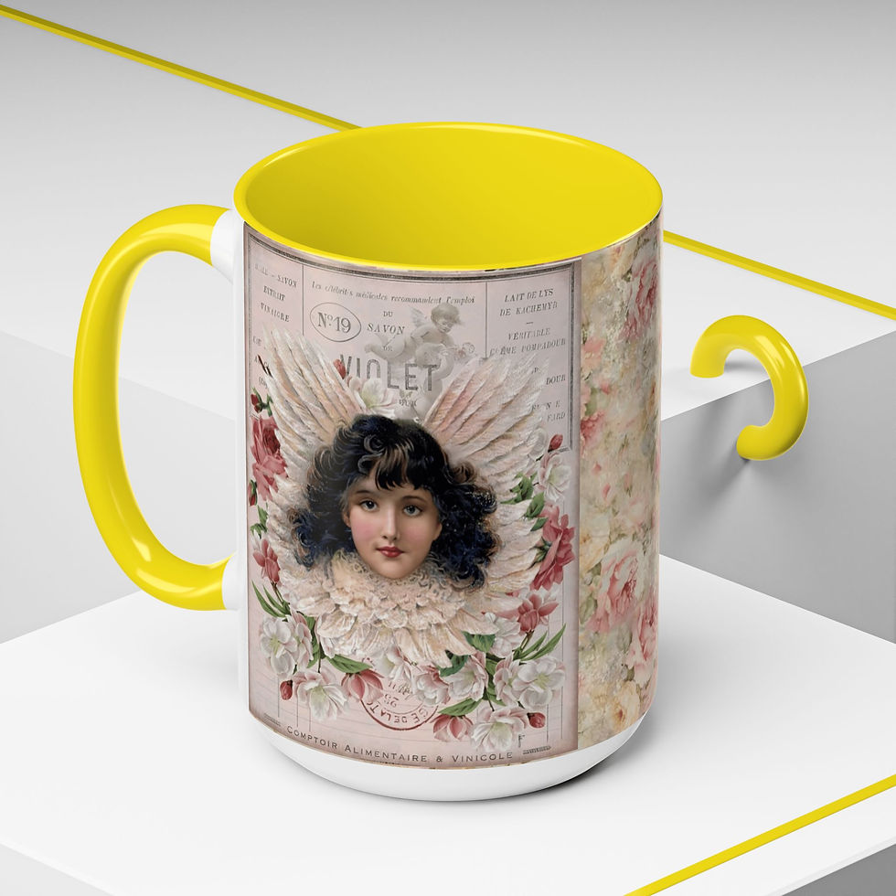 Thumbnail: Shabby Angel Coffee Mug Vintage Cherub Artistic Gift French Country Kitchen 
