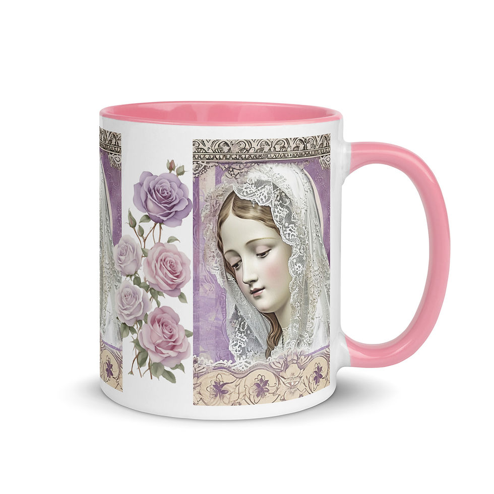 Thumbnail: Artistic Virgin Mary Coffee Mug Madonna Shabby Roses Faith Art Coffee Cup Gift