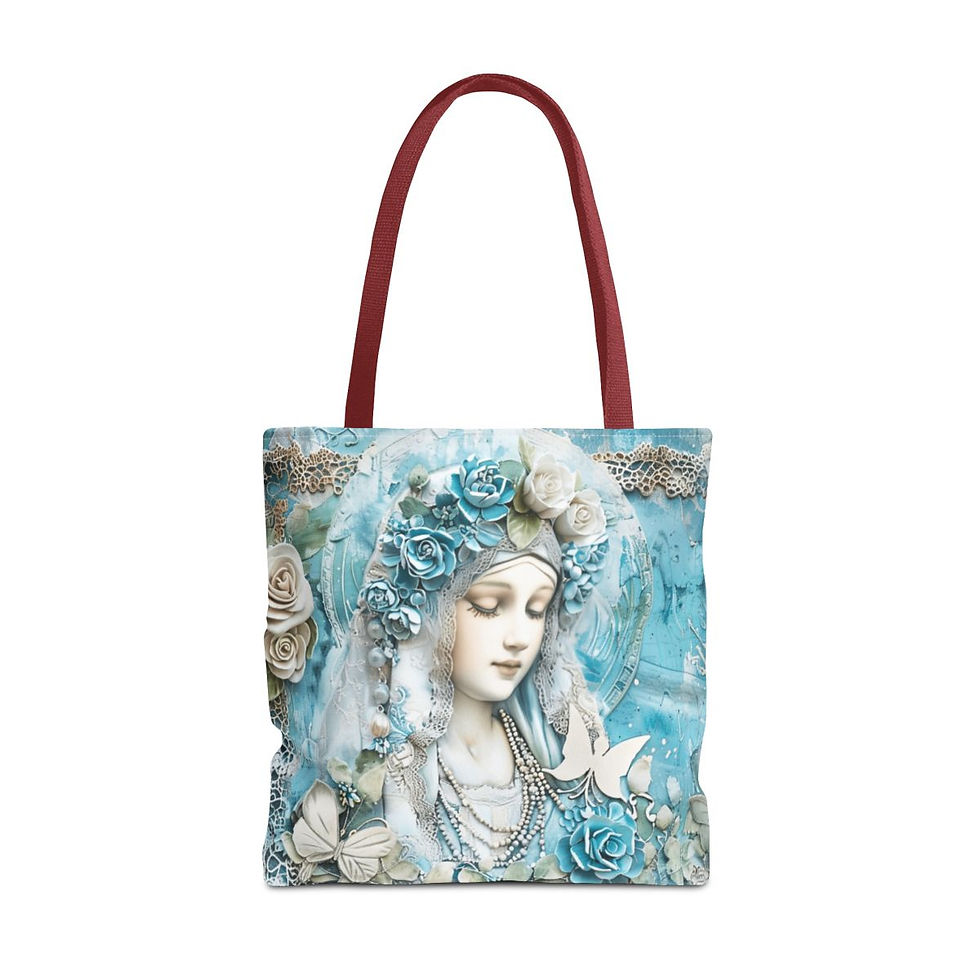 Thumbnail: Shabby Virgin Mary Tote Bag Mother Mary Vintage Religious Peaceful Catholic Gift