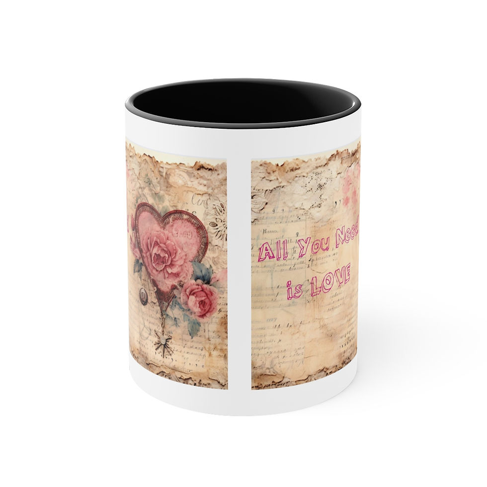 Thumbnail: Shabby Coffee Mug All You Need is Love Vintage Valentine's Mug Thoughtful gifts