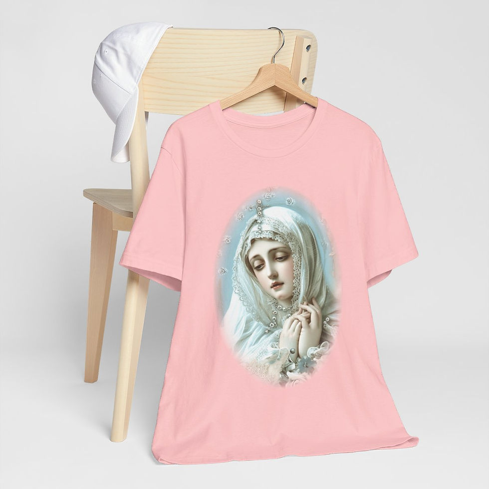 Thumbnail: Shabby Virgin Mary T-Shirt Ave Maria Religious Faith Art Tee Catholic Gifts