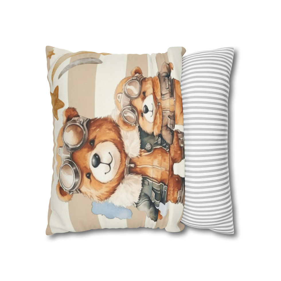 Thumbnail: Artistic Nursery Décor Throw Pillow Cover Pilot Bears Father and Son