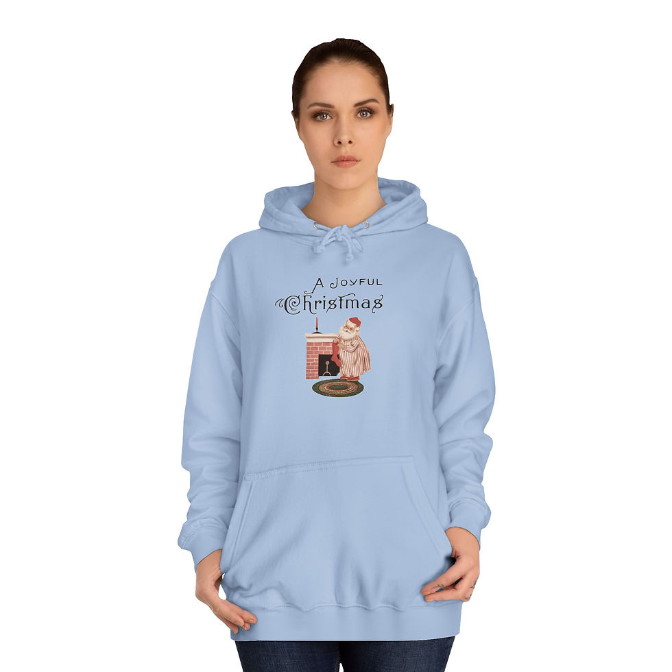 Thumbnail: Retro Santa Hoodie Joyful Christmas Sweatshirt w/Pockets Cozy Winter Apparel 