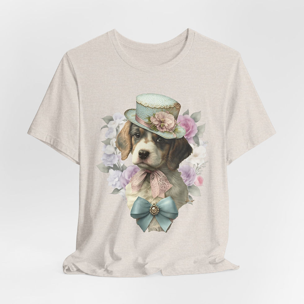 Thumbnail: Victorian Dog T-Shirt Shabby Dog in Top Hat Roses Artistic Gift Dog Lover Tee