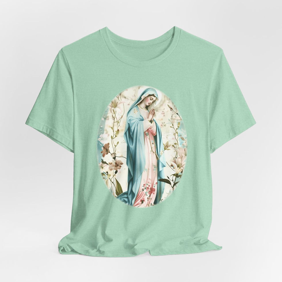 Thumbnail: Shabby Virgin Mary T-Shirt Religious Wearable Art Tee Artistic Catholic Gifts