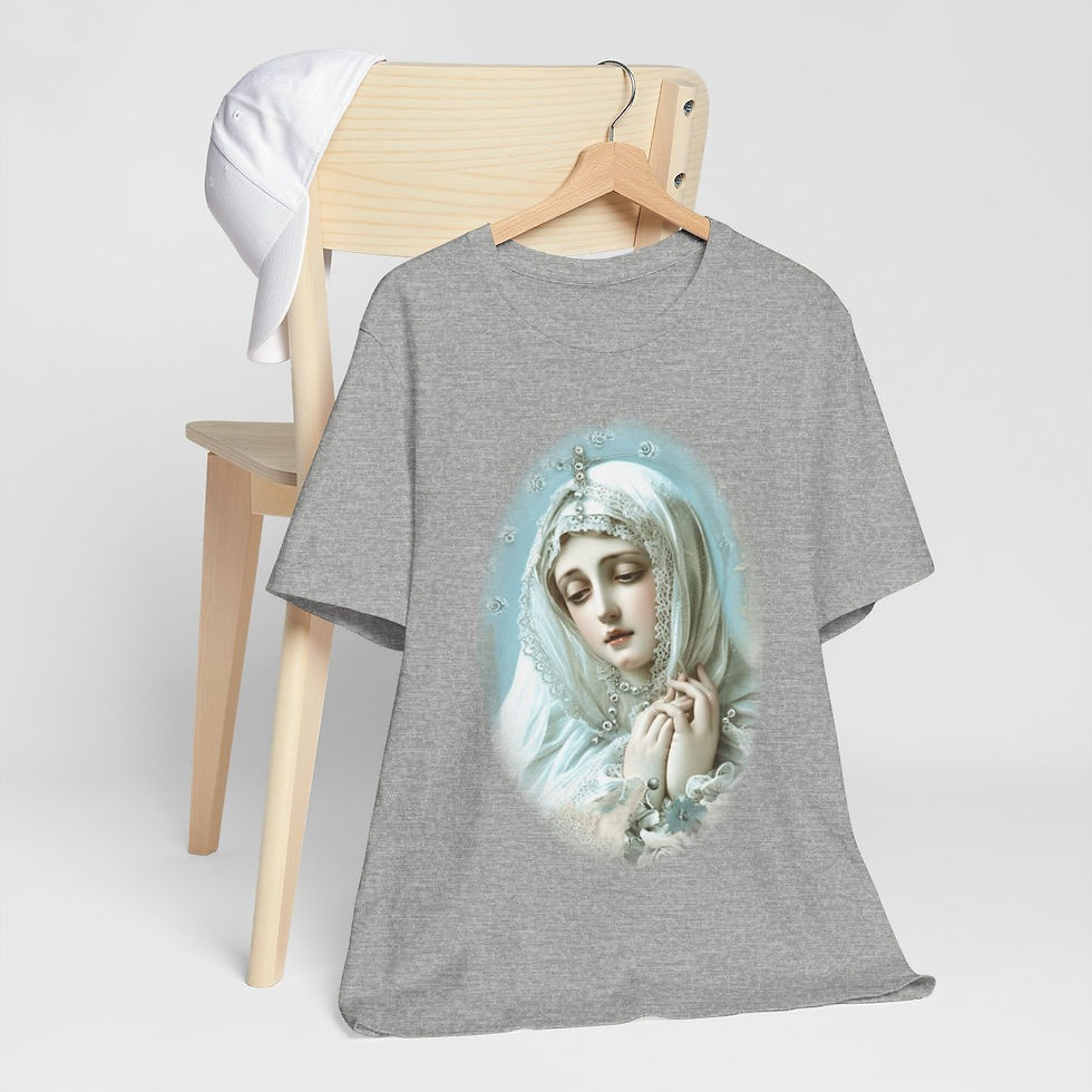 Thumbnail: Shabby Virgin Mary T-Shirt Ave Maria Religious Faith Art Tee Catholic Gifts