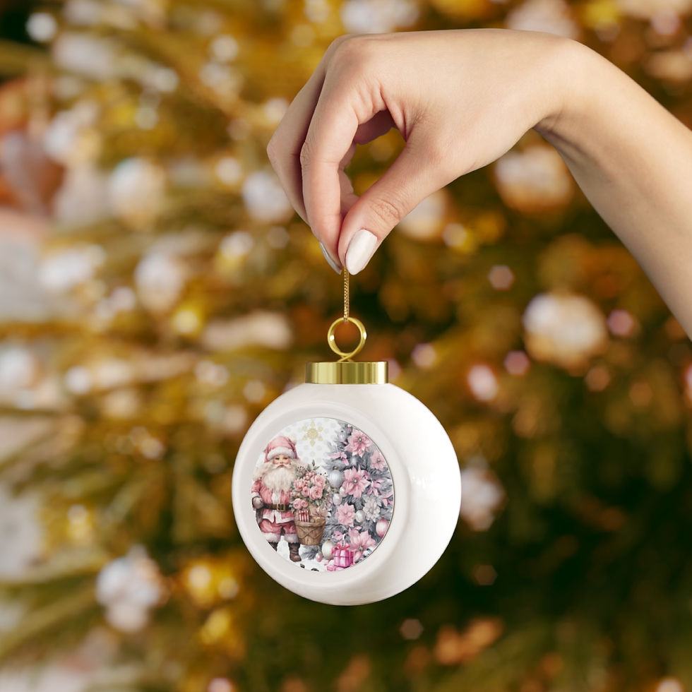 Thumbnail: Shabby Chic Santa Claus Christmas Ornament Pink Christmas Decor