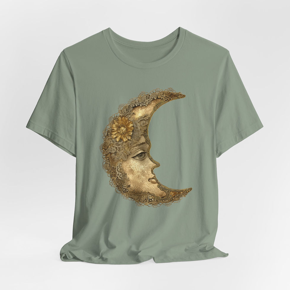 Thumbnail: Shabby Crescent Moon T-Shirt Vintage Celestial Boho Witchy Trendy Artistic Gift 