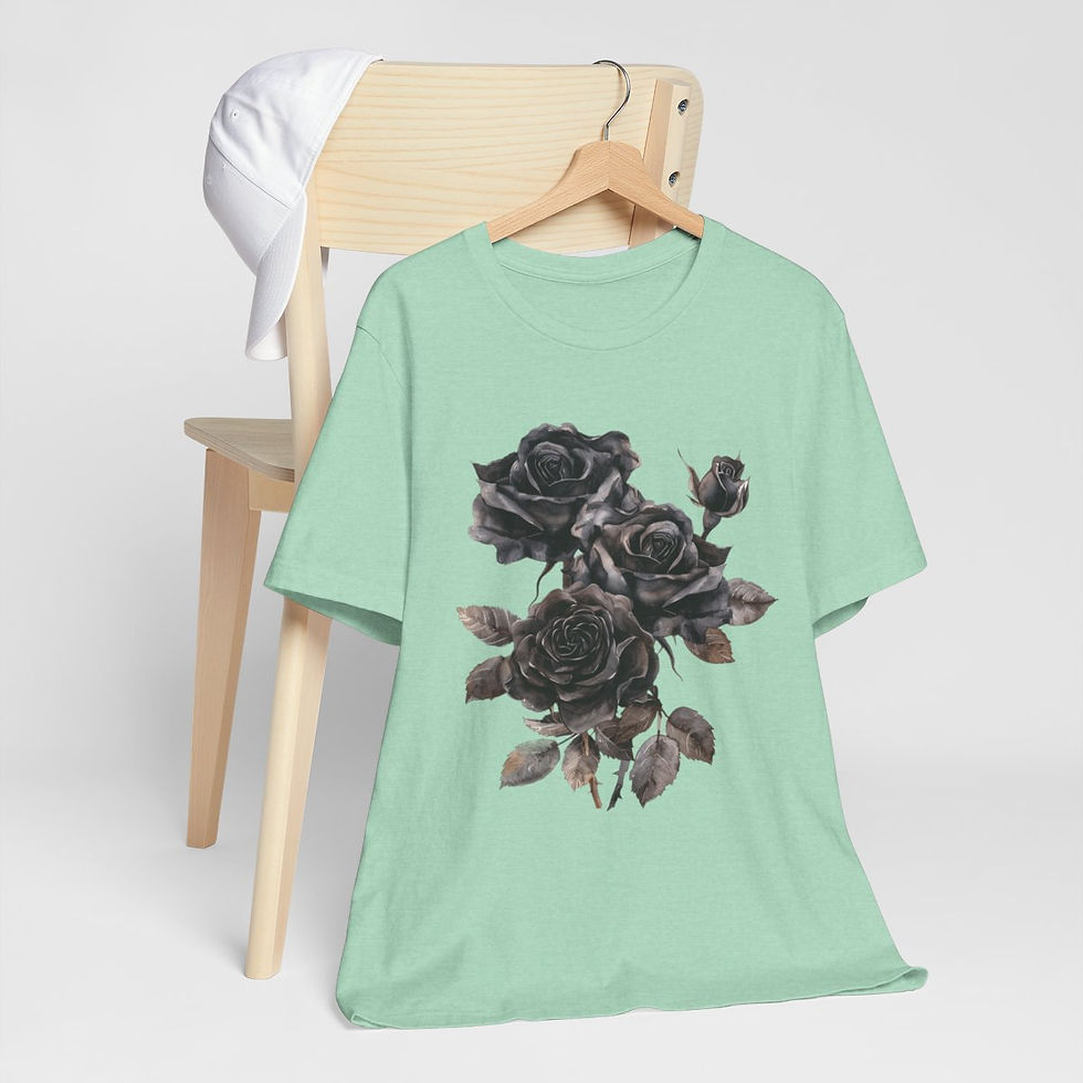 Thumbnail: Black Roses T-Shirt Gothic Tee Wearable Art Artistic Witchy Apparel