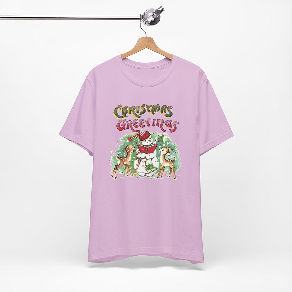 Thumbnail: Retro Snowman & Reindeer T-Shirt Christmas Vintage Art Tee Holiday Apparel