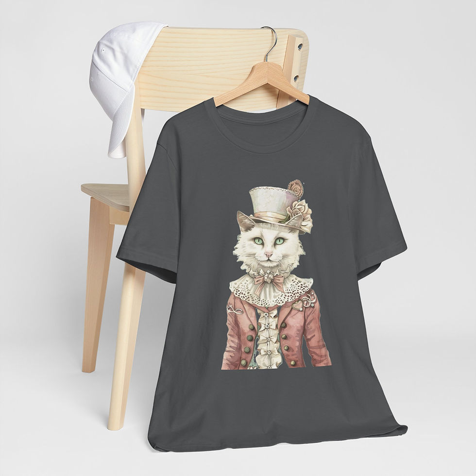 Thumbnail: Victorian Cat Art T-Shirt Shabby Male Kitty Expressive Artistic Cat Lover Gift