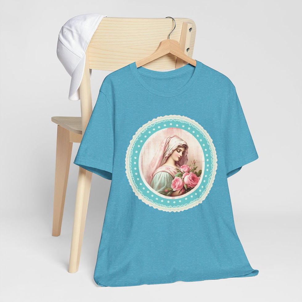 Thumbnail: Shabby Virgin Mary T-Shirt Religious Faith Pastel Art Tee Vintage Catholic Gifts