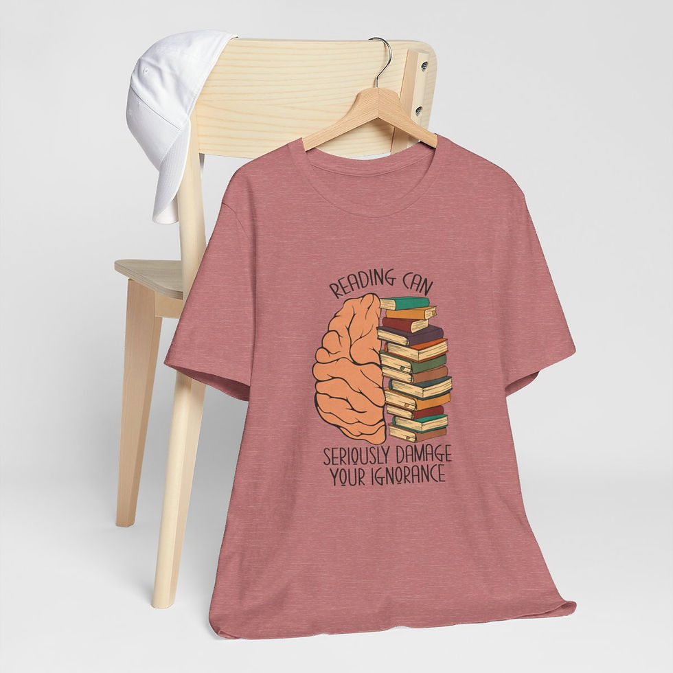 Thumbnail: Book T-Shirt Reading can Damage Your Ignorance Expressive Art Apparel Fun Gifts