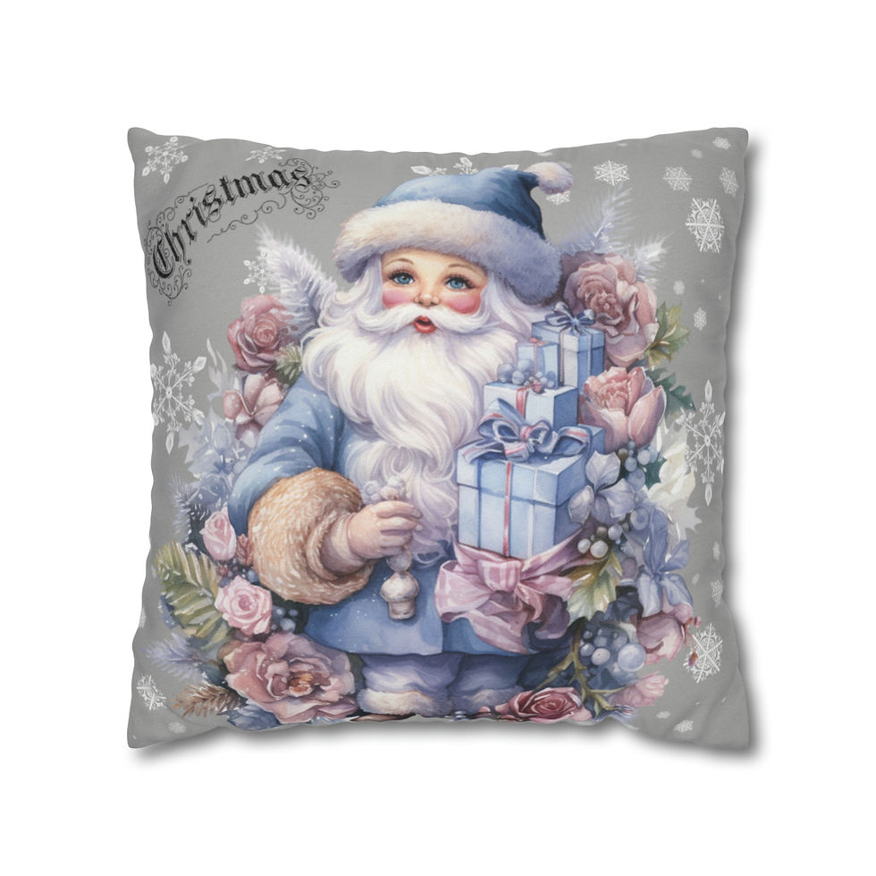 Thumbnail: Vintage Christmas Decor Artistic Throw Pillow cover Shabby French Santa Claus