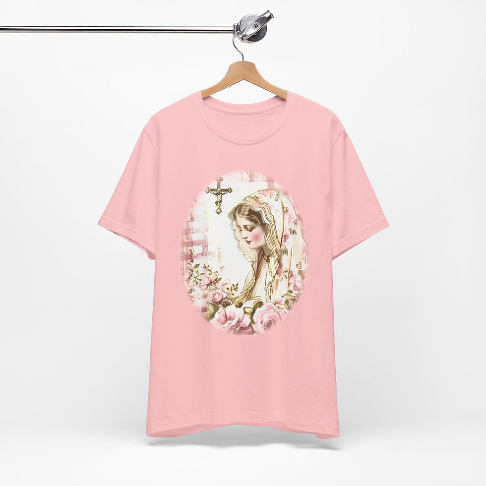 Thumbnail: Shabby Virgin Mary T-Shirt Ave Maria Religious Faith Art Tee Catholic Gifts