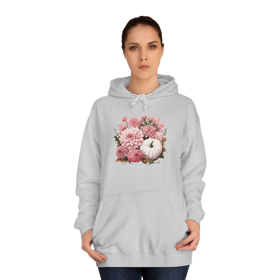 Thumbnail: Fall Hoodie Pastel Pink Pumpkin Season Cozy Autumn Art Sweatshirt w/Pockets