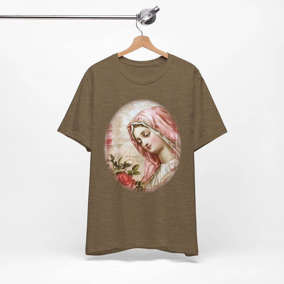 Thumbnail: Shabby Virgin Mary T-Shirt Ave Maria Religious Faith Art Tee Catholic Gifts