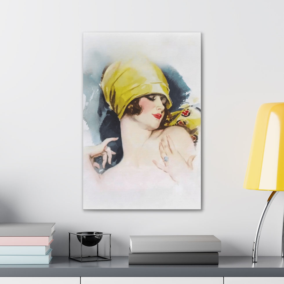 Thumbnail:  Vintage Deco Woman Canvas Art Harrison Fisher Lady in Turban Retro Glam Decor 