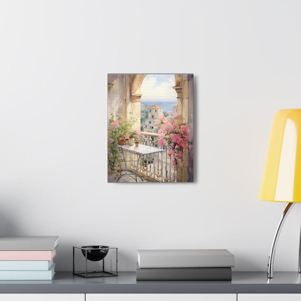 Thumbnail: Canvas Art Seaside Mediterranean Villa Patio Vibrant Ocean Wall Decor 