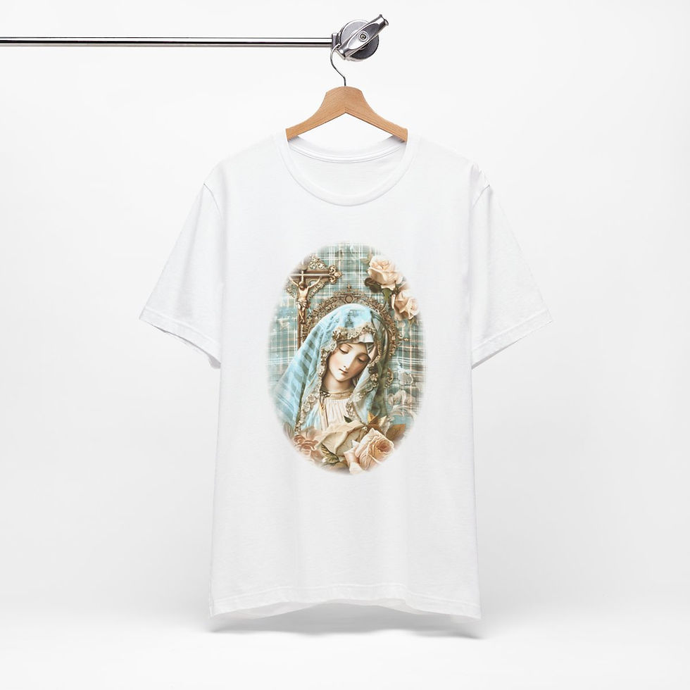 Thumbnail: Virgin Mary T-Shirt Shabby French Madonna Ave Maria Faith Art Tee Catholic Gifts