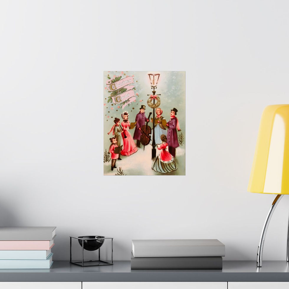 Thumbnail: Retro Christmas Carols Art Print Caroling Nostalgic Holiday Decor Wall Hanging