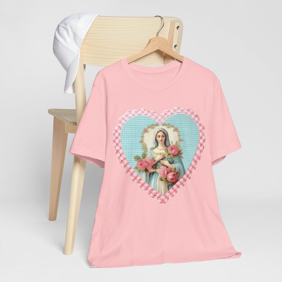 Thumbnail: Shabby Virgin Mary T-Shirt Religious Faith Pastel Art Tee Vintage Catholic Gifts