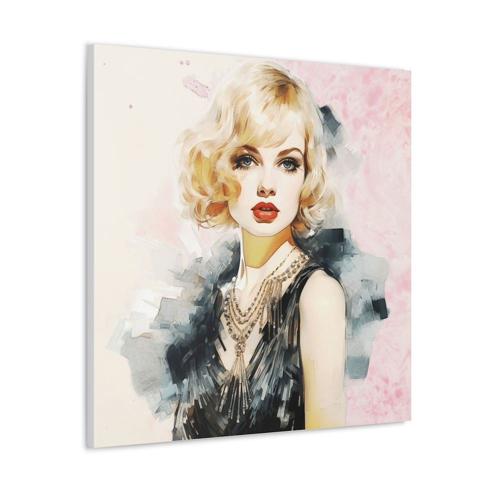 Thumbnail: Art Deco Women Canvas Art Flapper Shabby Glam Boho Statement Decor Wall Hanging