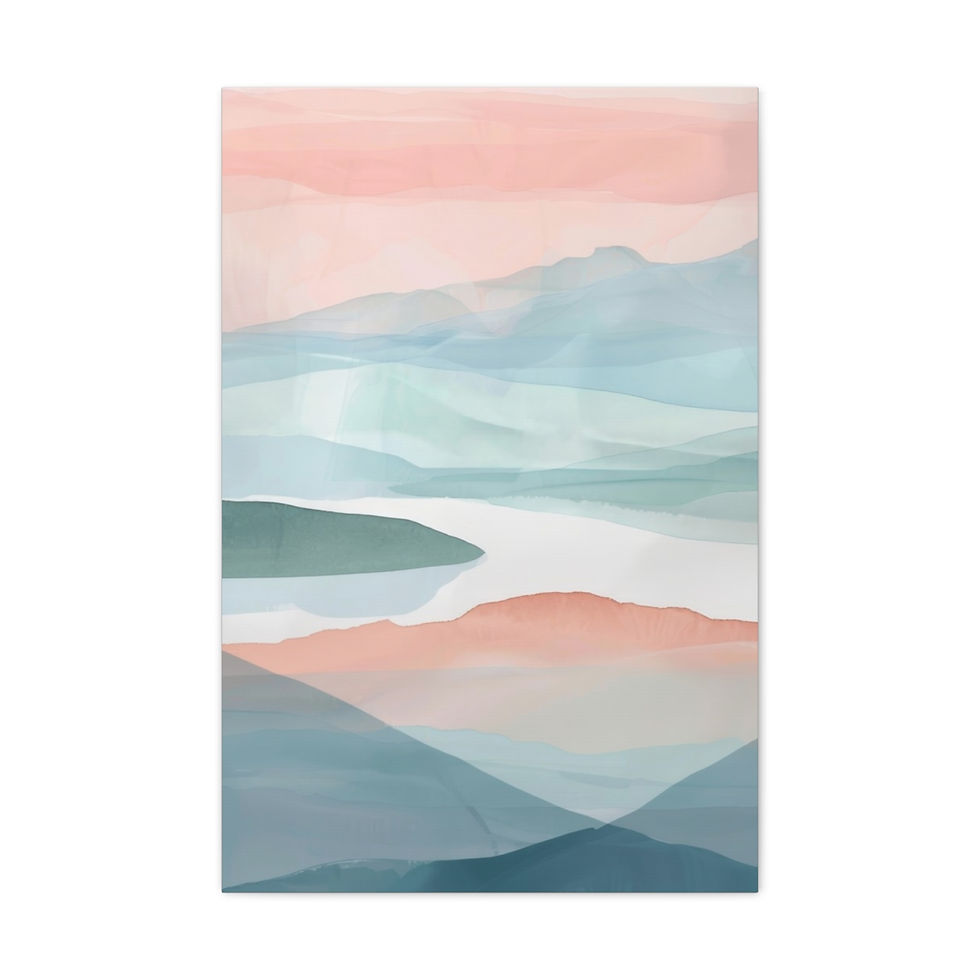 Thumbnail: Abstract Sunset Canvas Art Wall Hanging Minimalistic Pastel Watercolor Decor
