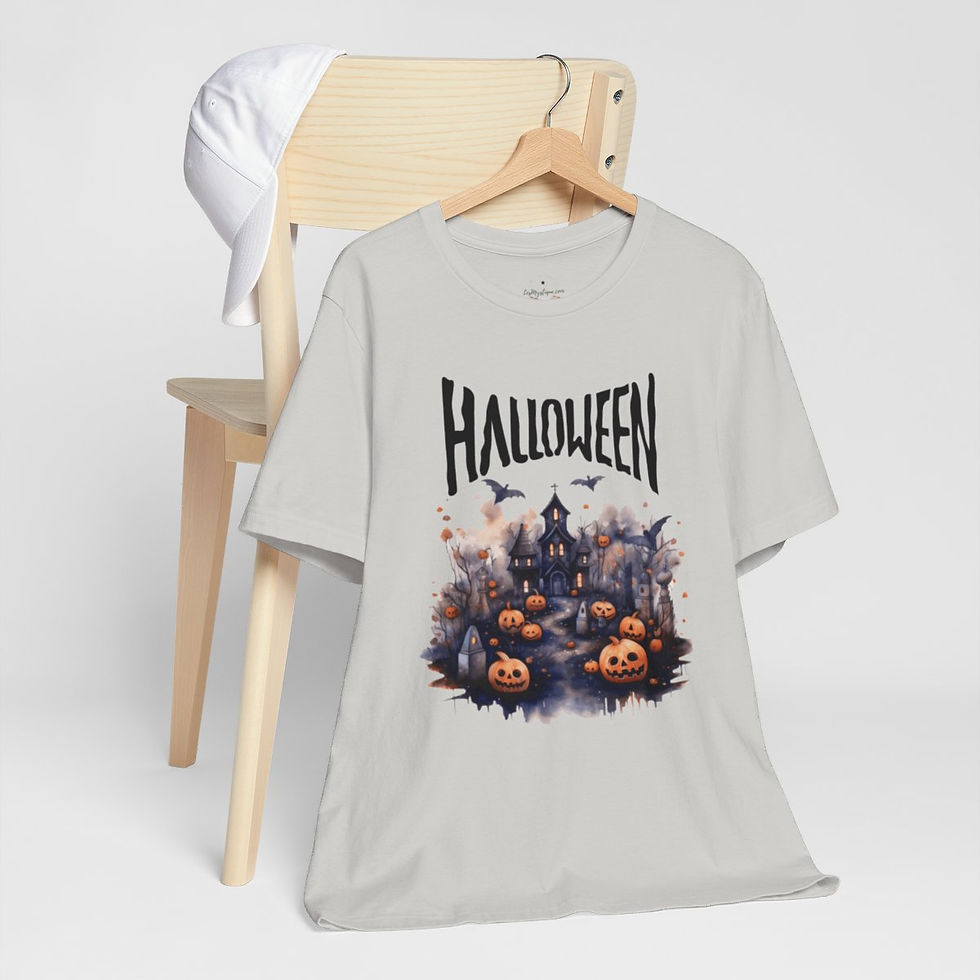Thumbnail: Halloween T-Shirt Spooky Haunted House Art Fall Apparel Trendy Gift