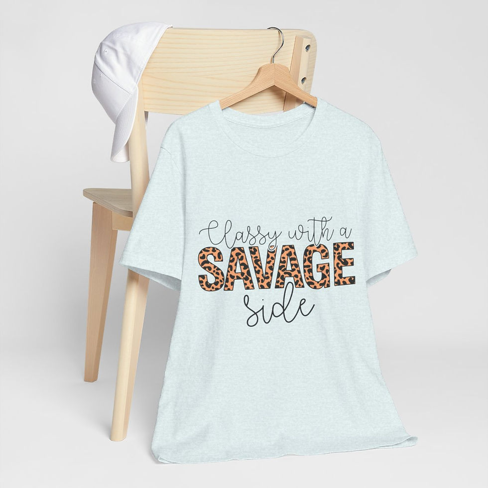 Thumbnail: Sarcastic T-Shirt Classy with a Savage Side Leopard Art Tee Expressive Fun Gifts