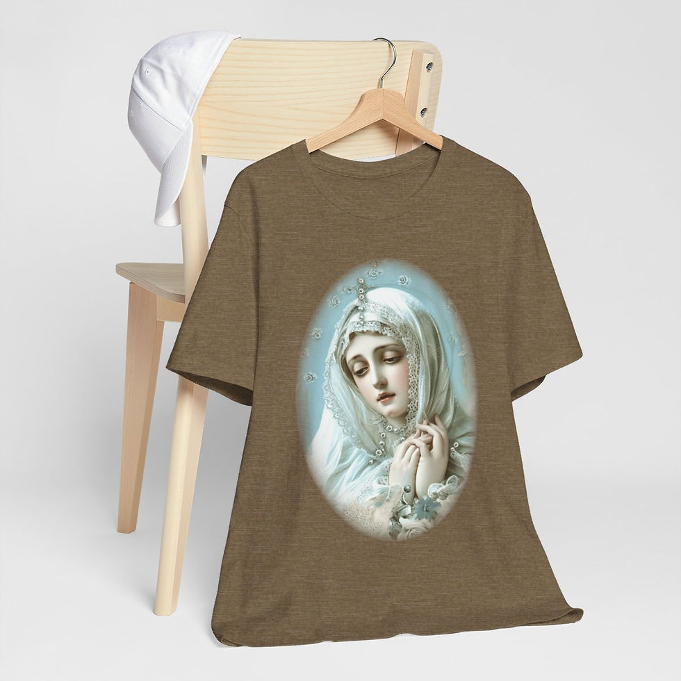 Thumbnail: Shabby Virgin Mary T-Shirt Ave Maria Religious Faith Art Tee Catholic Gifts