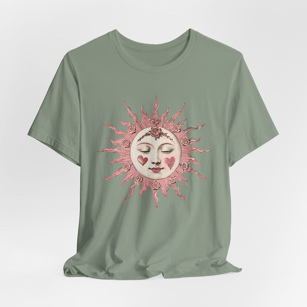Thumbnail: Boho Sun Art T-Shirt Celestial Shabby Pink Trendy Expressive Artistic Gift