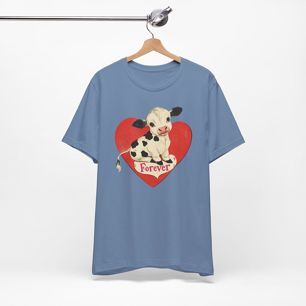 Thumbnail: Cow Lover Art T-Shirt Artistic Gift Cute Expressive Heart Cow Forever Tee