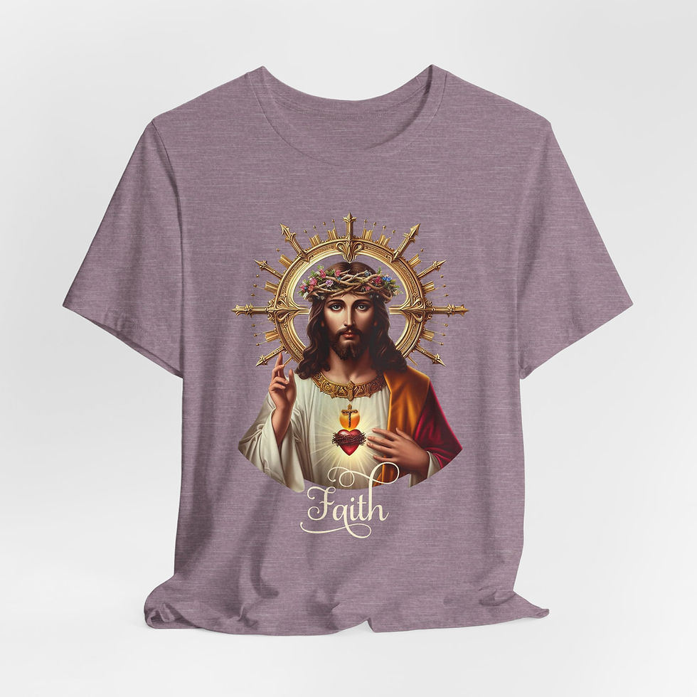 Thumbnail: Artistic T-Shirt Sacred Heart Jesus Crown of Thorns Religious Tee Catholic Faith