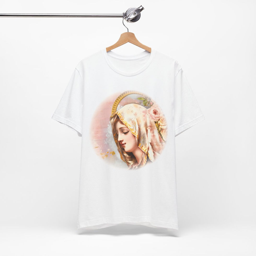 Thumbnail: Shabby Virgin Mary T-Shirt Ave Maria Religious Faith Art Tee Catholic Gifts