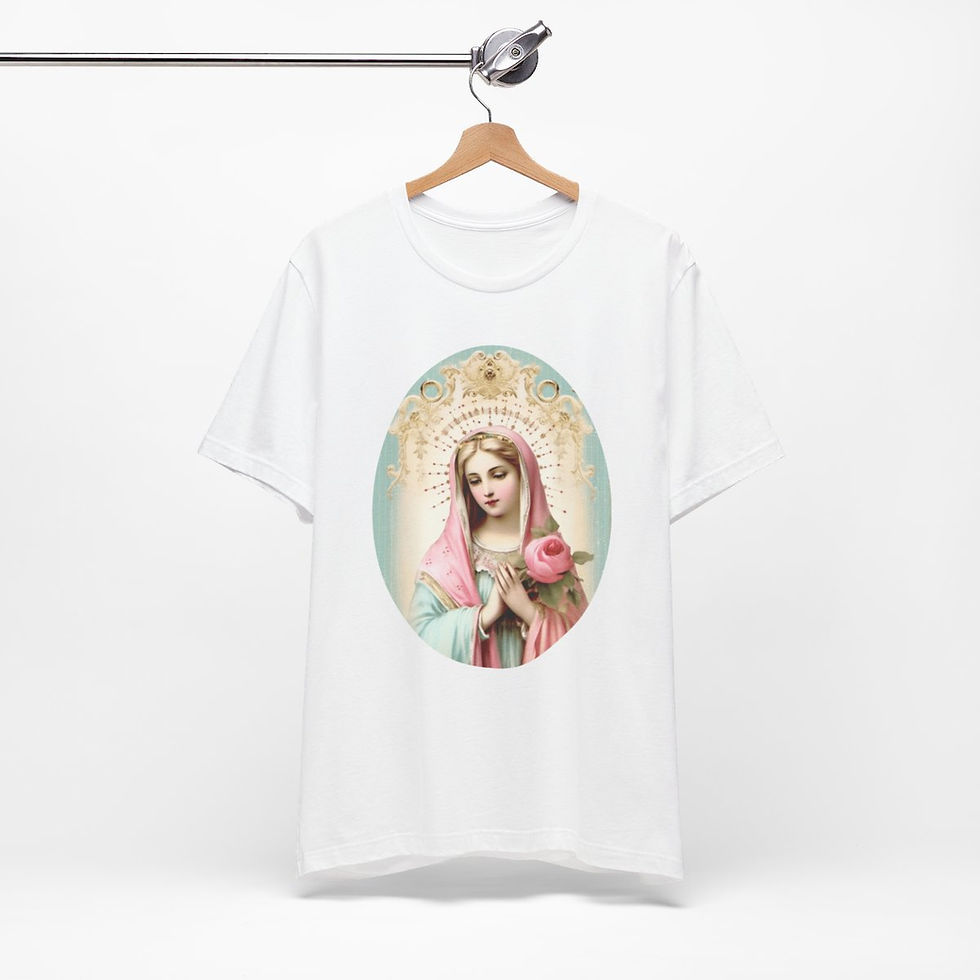 Thumbnail: Virgin Mary T-Shirt Shabby French Madonna Ave Maria Art Tee Catholic Faith Gifts