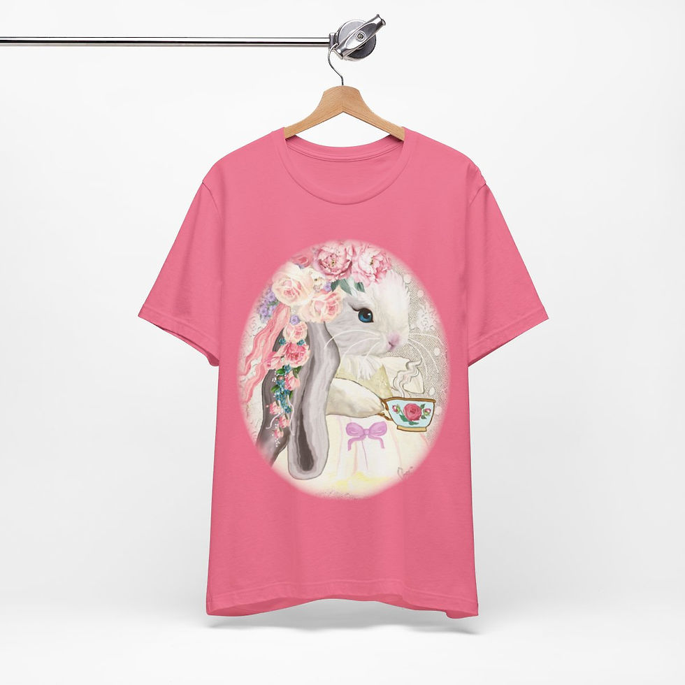 Thumbnail: Shabby T-Shirt Bunny having Tea Pink Roses Chic Art Tee Artistic Apparel & Gifts