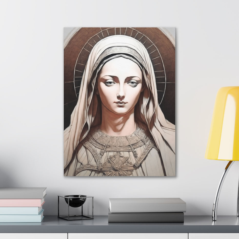 Thumbnail: Virgin Mary Canvas Art Vintage style French Country Print Religious Decor