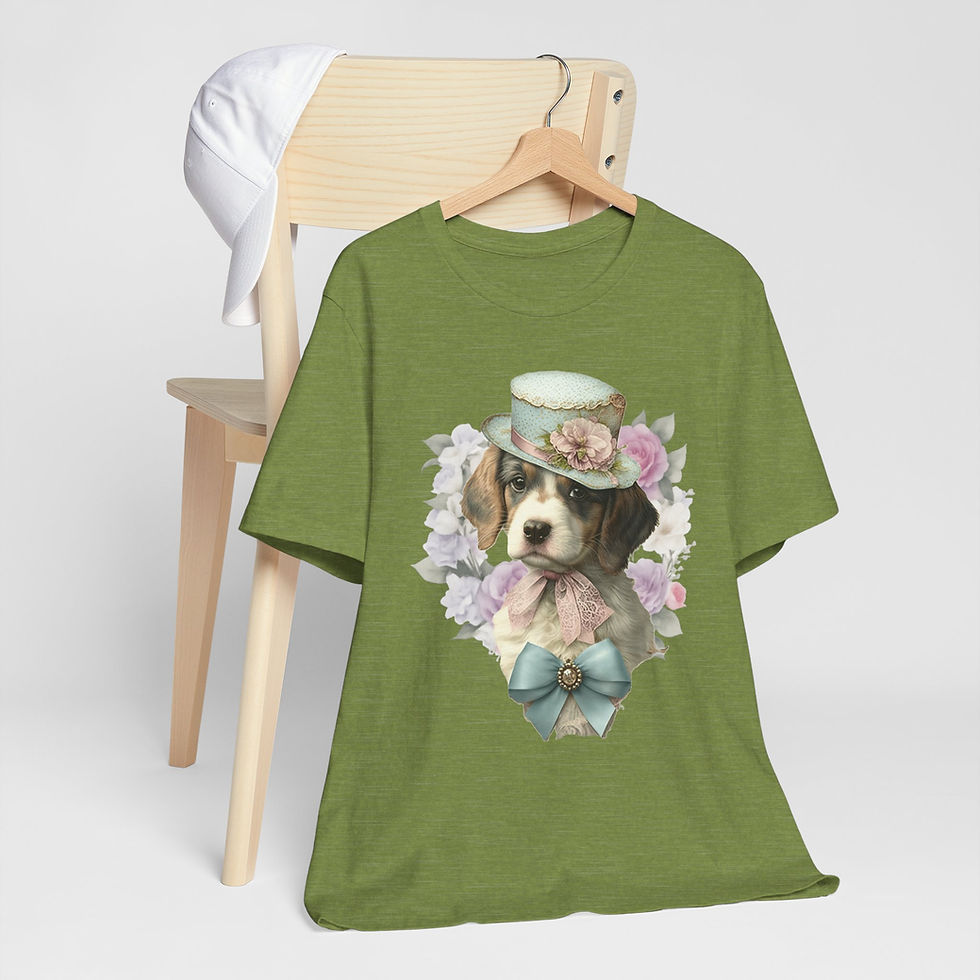 Thumbnail: Victorian Dog T-Shirt Shabby Dog in Top Hat Roses Artistic Gift Dog Lover Tee