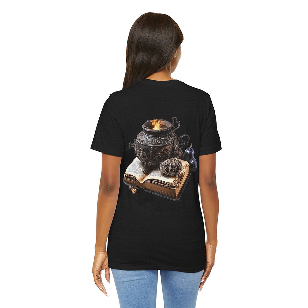 Thumbnail:  Witchy T-Shirt Spell book Cauldron Art Tee Esoteric Expressive Halloween Gifts