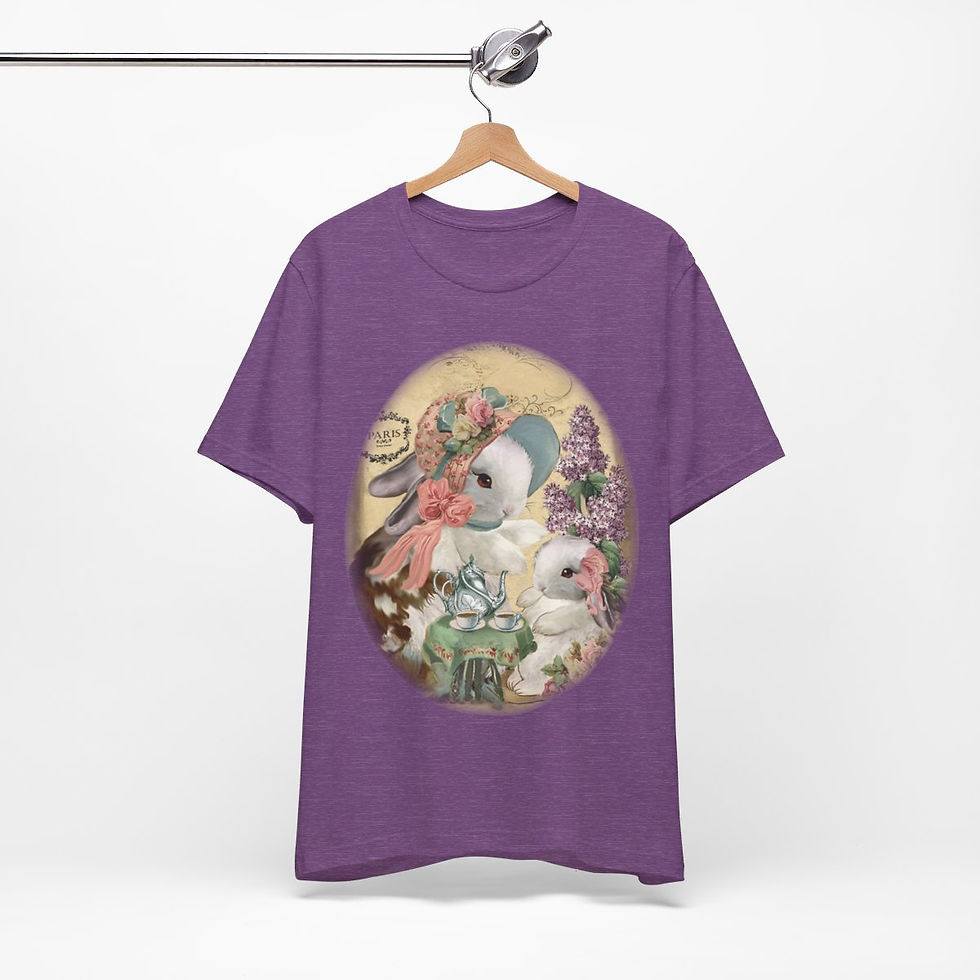 Thumbnail: Shabby T-Shirt Bunny having Tea Pink Roses Chic Art Tee Artistic Apparel & Gifts