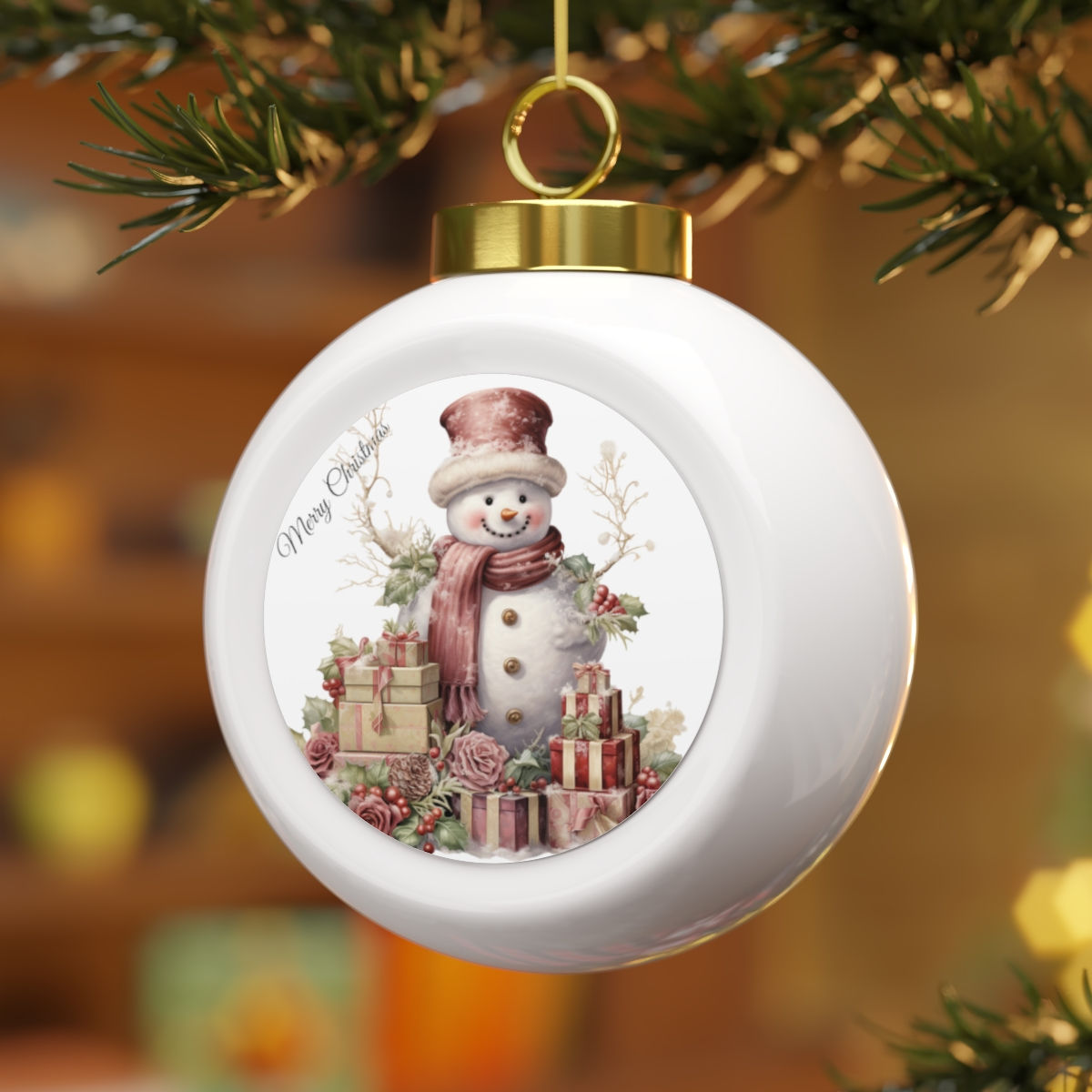 Shabby Holiday Snowman Christmas Ornament Christmas Decorations & Gifts