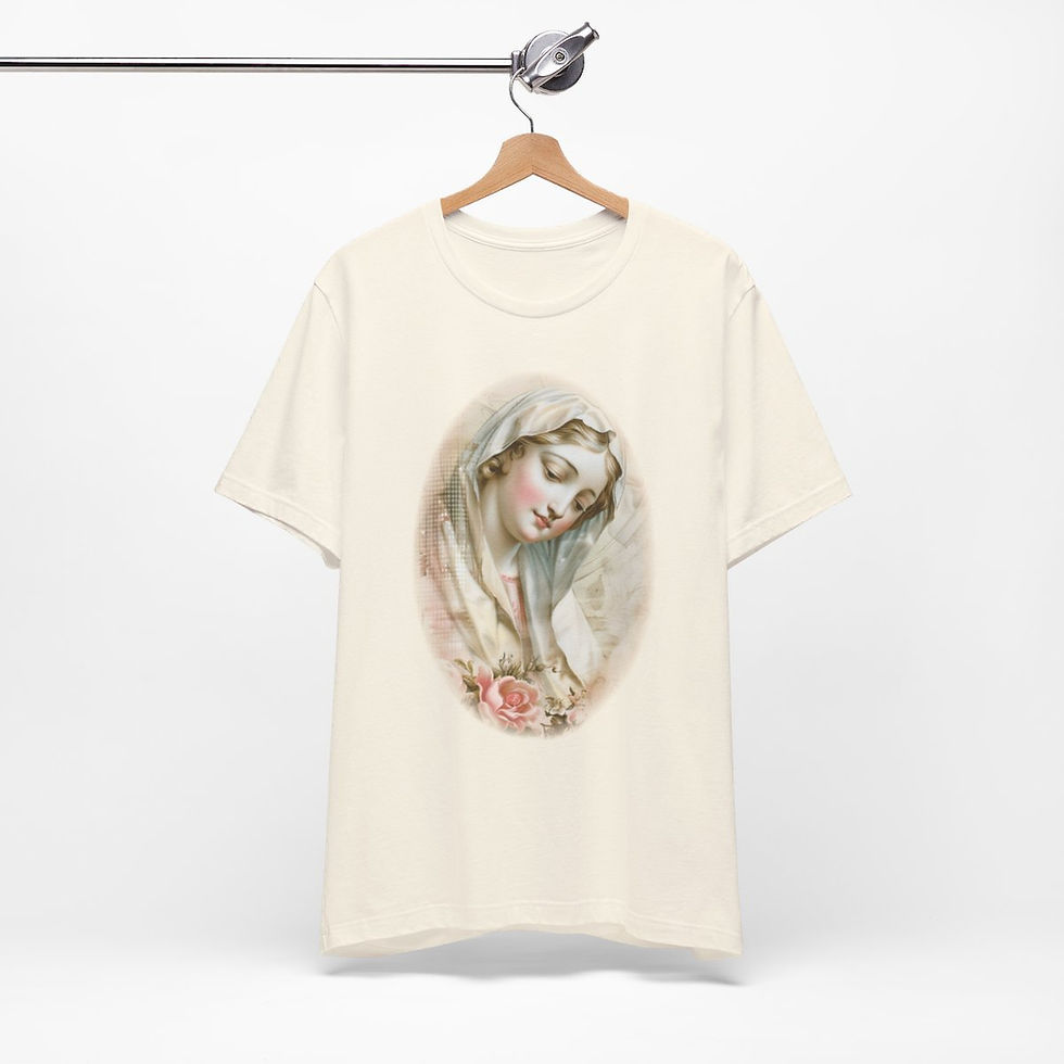 Thumbnail: Shabby Virgin Mary T-Shirt Ave Maria Religious Faith Art Tee Catholic Gifts