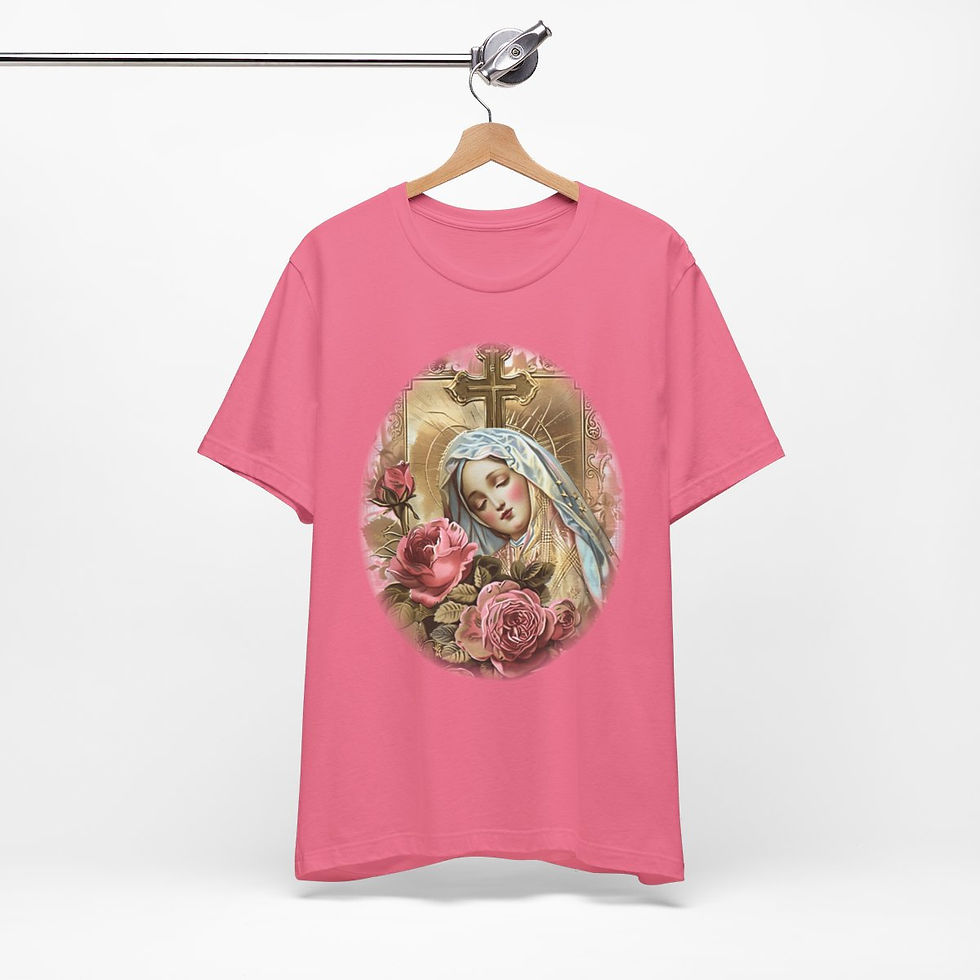 Thumbnail: Shabby Virgin Mary T-Shirt Ave Maria Religious Faith Art Tee Catholic Gifts