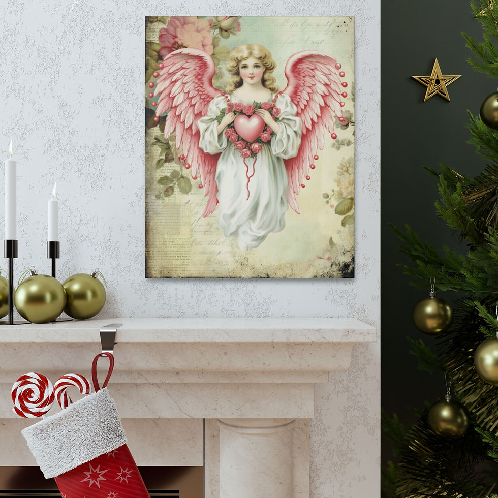 Thumbnail: Shabby Victorian Angel Art Canvas Artwork Vintage Angelic French Cottage Print