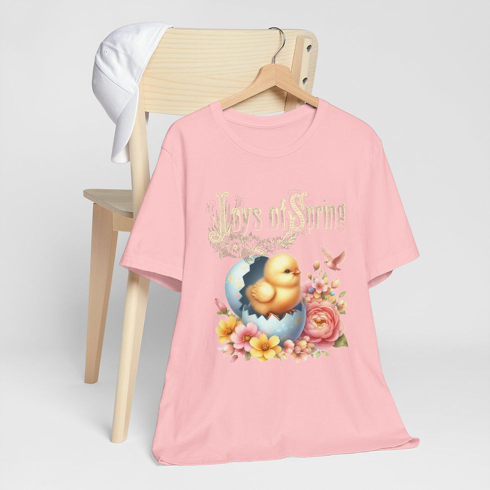 Thumbnail: Vintage Spring Art T-Shirt Shabby Baby Chick Bird Flowers Artistic Apparel