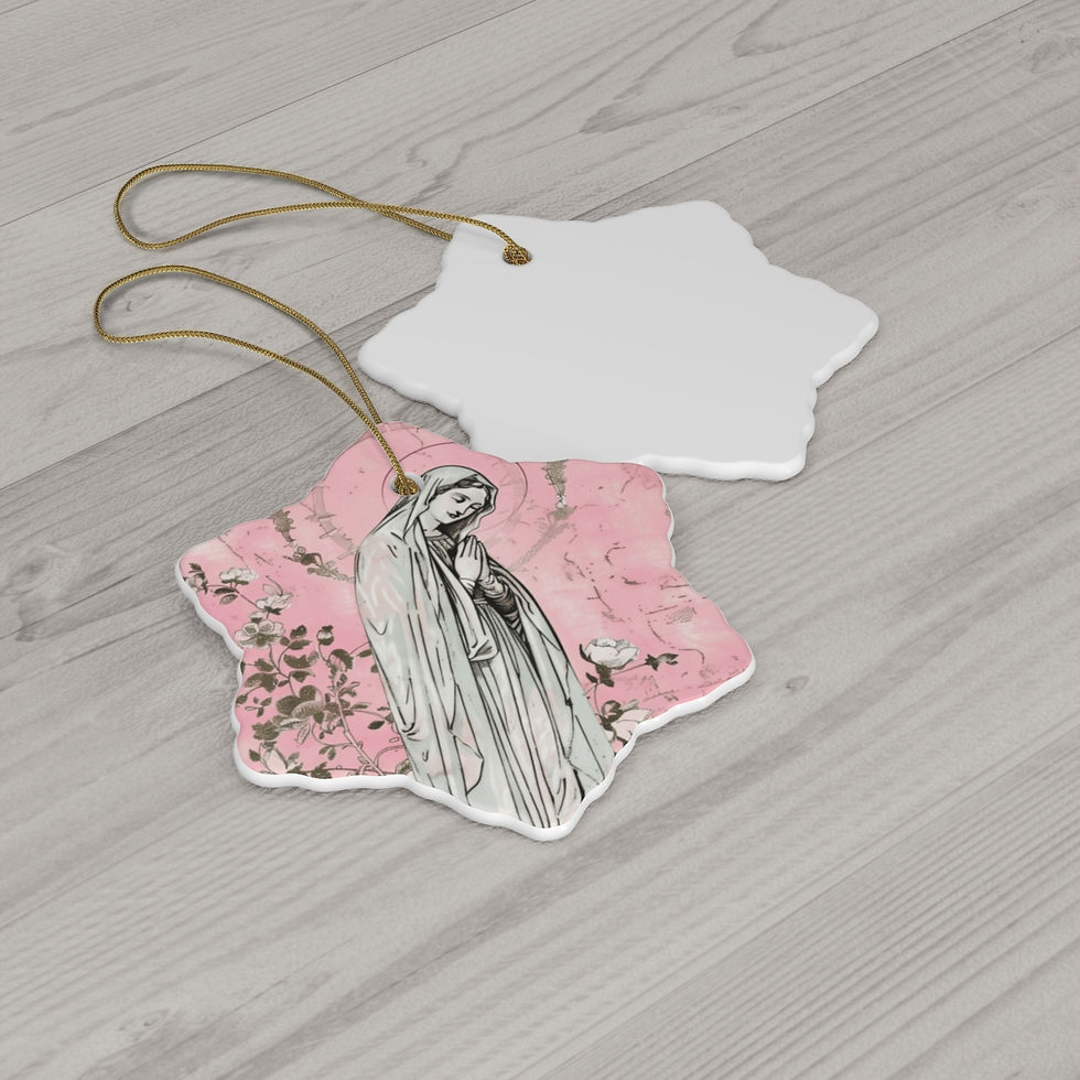 Thumbnail: Praying Virgin Mary Ornament Shabby Pink Religious Christmas Decor Catholic Gift