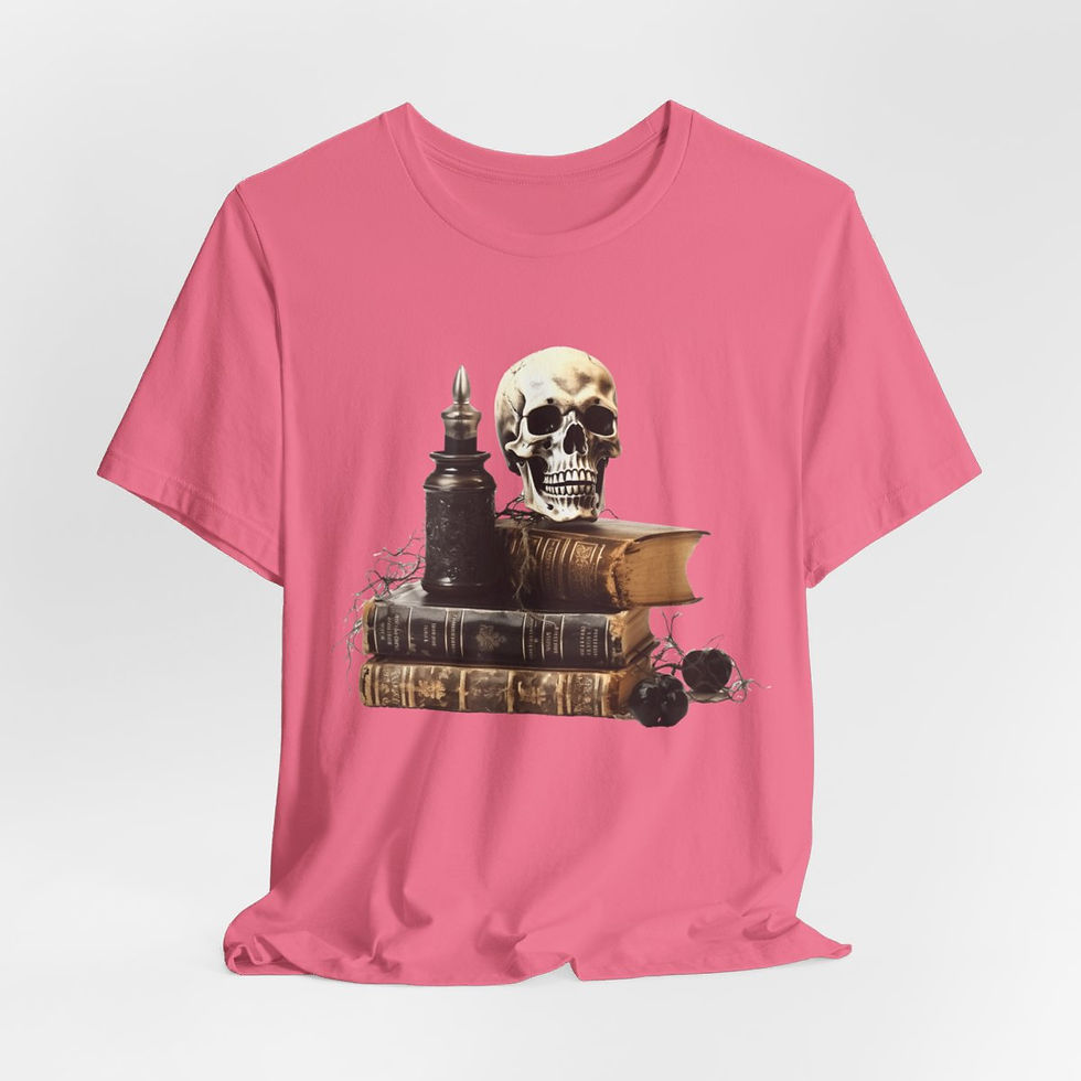 Thumbnail: Witchy T-Shirt Spell book & Skull Art Tee Esoteric Expressive Halloween Gifts