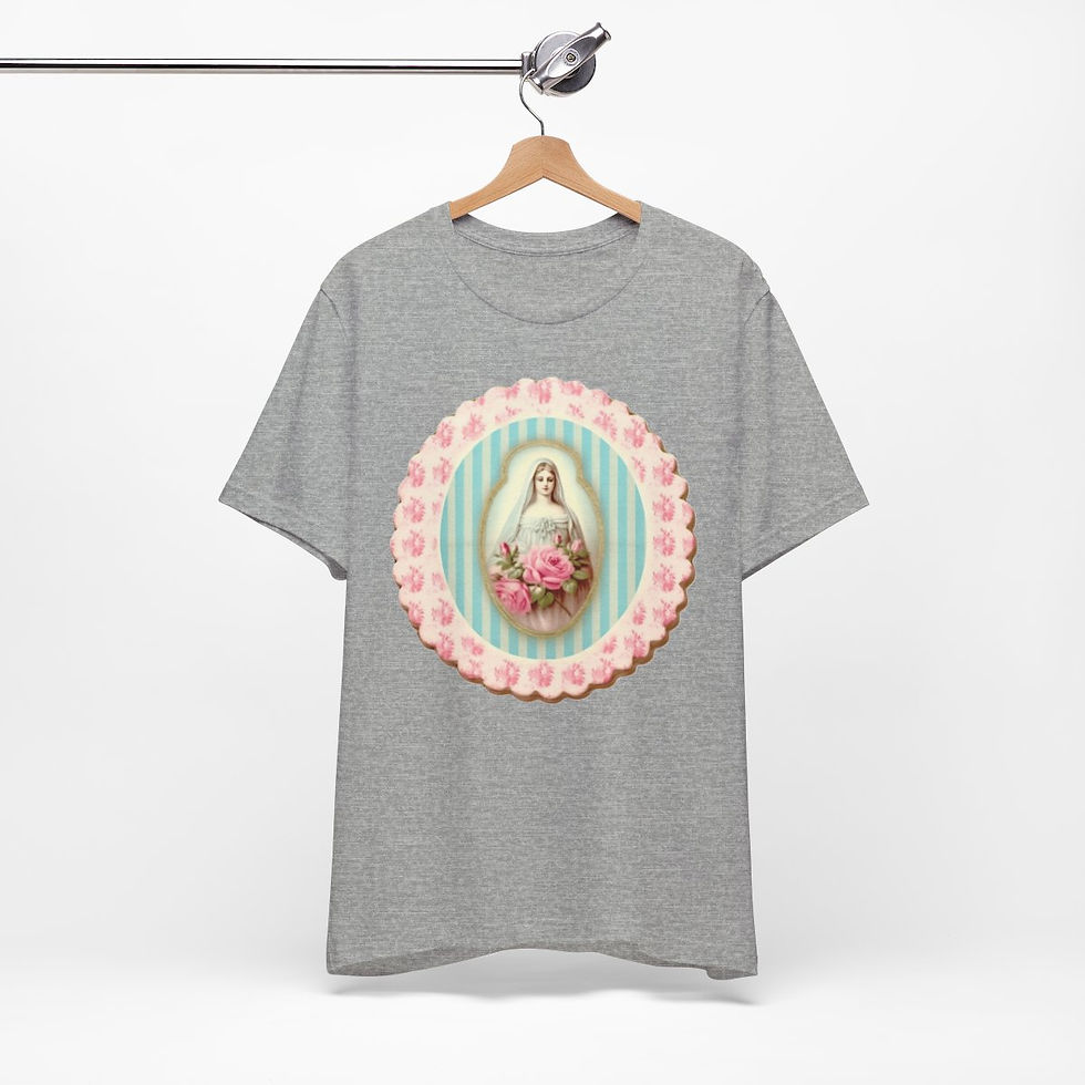 Thumbnail: Shabby Virgin Mary T-Shirt Religious Faith Pastel Art Tee Vintage Catholic Gifts