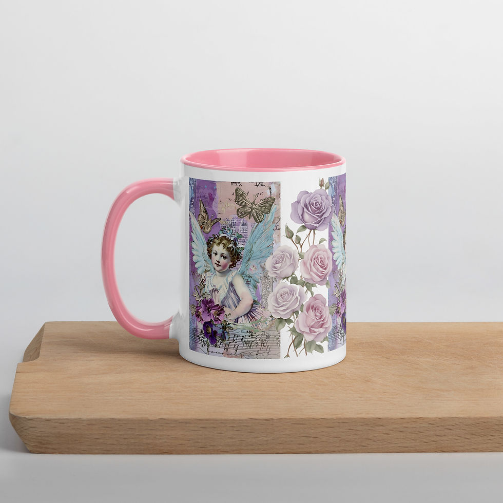 Thumbnail: Artistic Angel Coffee Mug Victorian Cherub Shabby Roses French Country Art